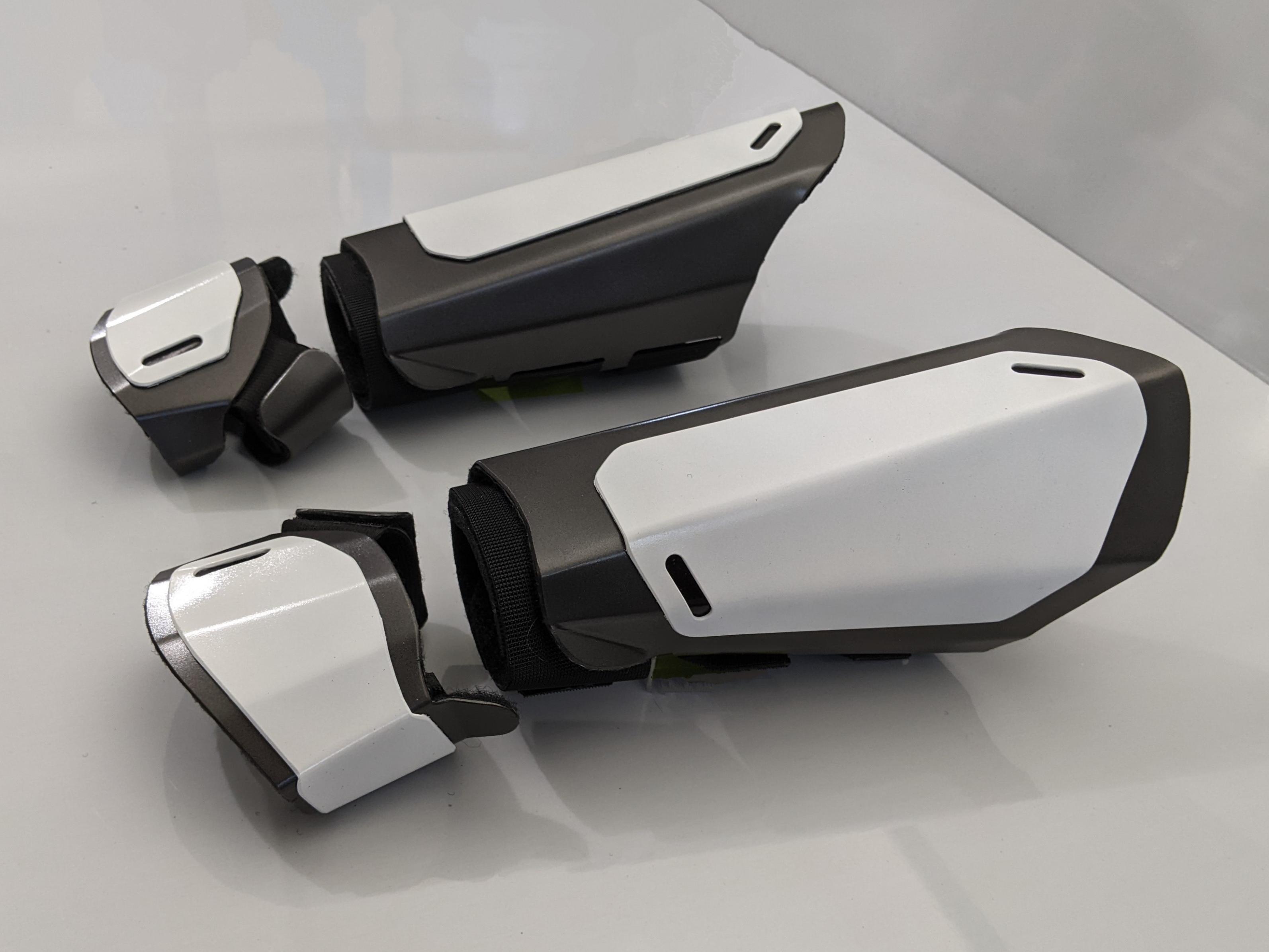 futuristic armor metal gauntlets